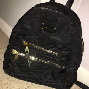 Double Zip Black Backpack